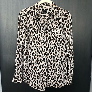 Ann Taylor Leopard Animal Camp Shirt Blouse XS